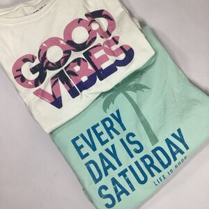 2 Life Is Good TShirt Beach Tropical Womens 2XL Crusher Tee Good Vibes Saturday
